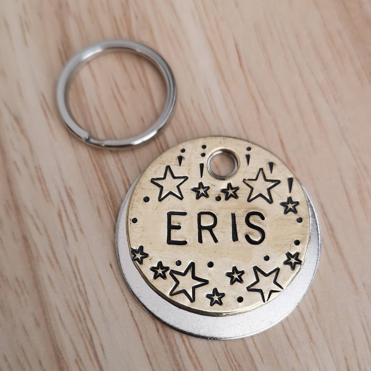 Falling stars dog tag - hand stamped made to order pet dog ID tag Collar Christmas Gift Idea