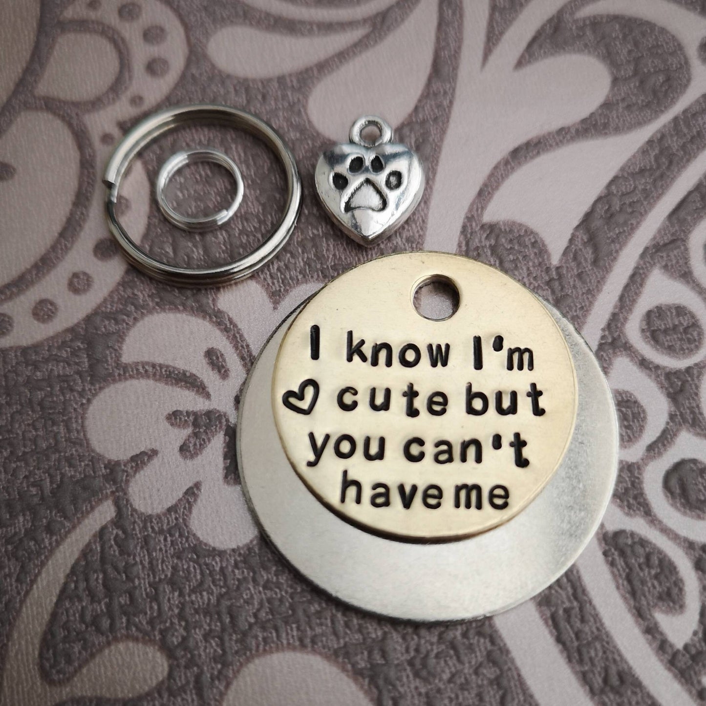 I know I'm cute but you can't have me - dog tag pet tag ID Collar Christmas Gift Idea