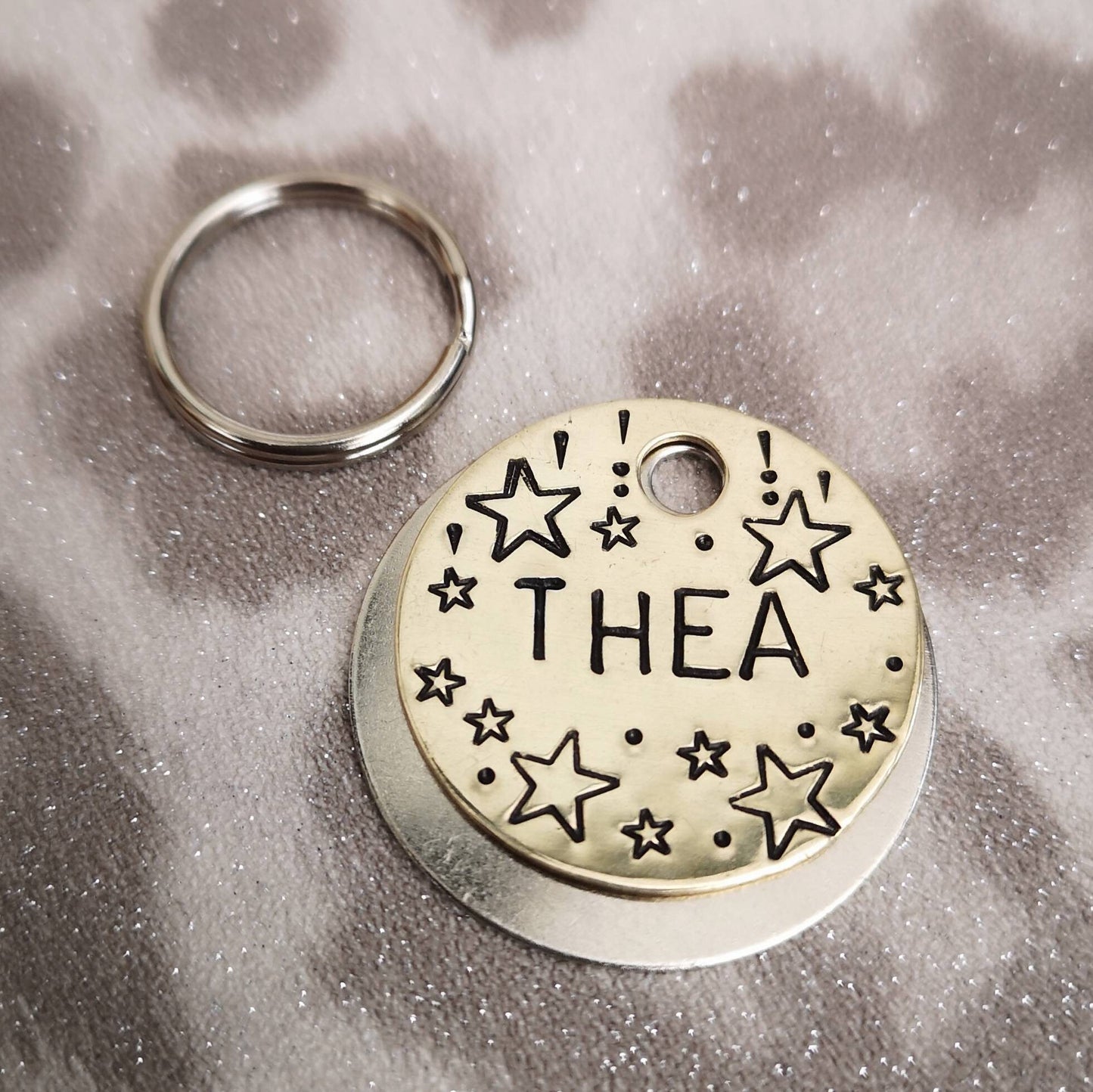 Falling stars dog tag - hand stamped made to order pet dog ID tag Collar Christmas Gift Idea