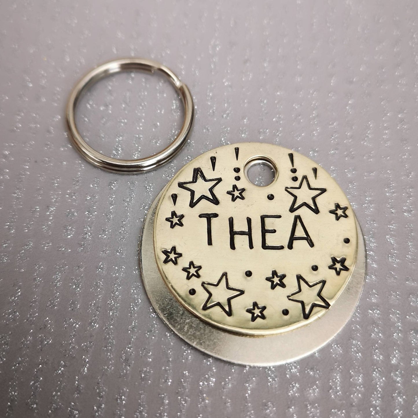 Falling stars dog tag - hand stamped made to order pet dog ID tag Collar Christmas Gift Idea