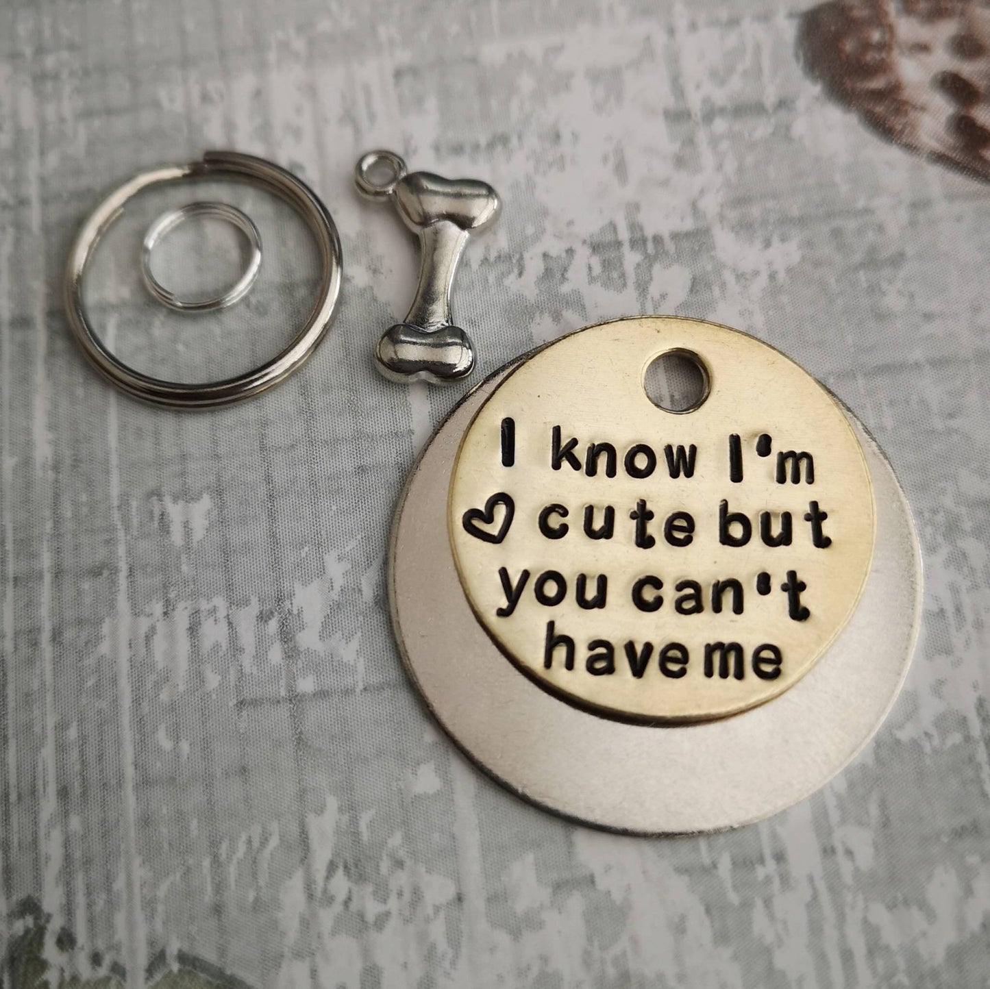 I know I'm cute but you can't have me - dog tag pet tag ID Collar Christmas Gift Idea