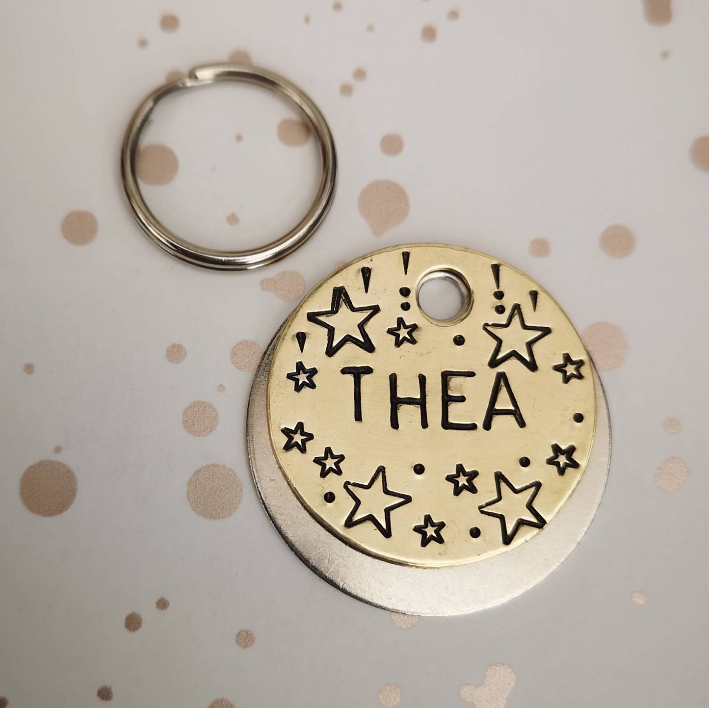 Falling stars dog tag - hand stamped made to order pet dog ID tag Collar Christmas Gift Idea