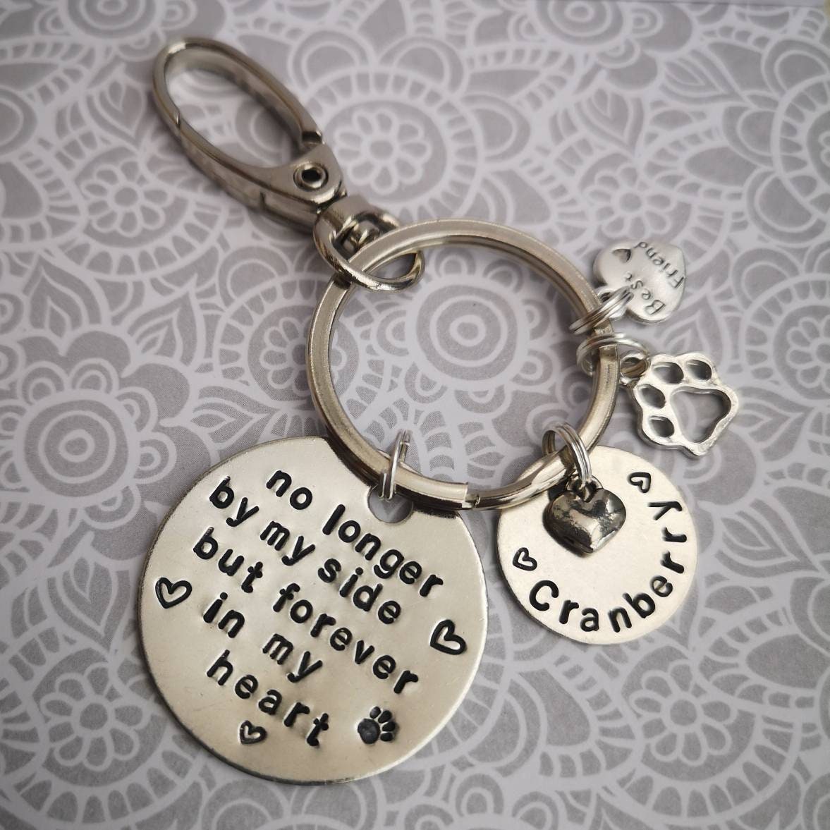 No longer by my side pet dog cat memorial remembrance keyring keychain