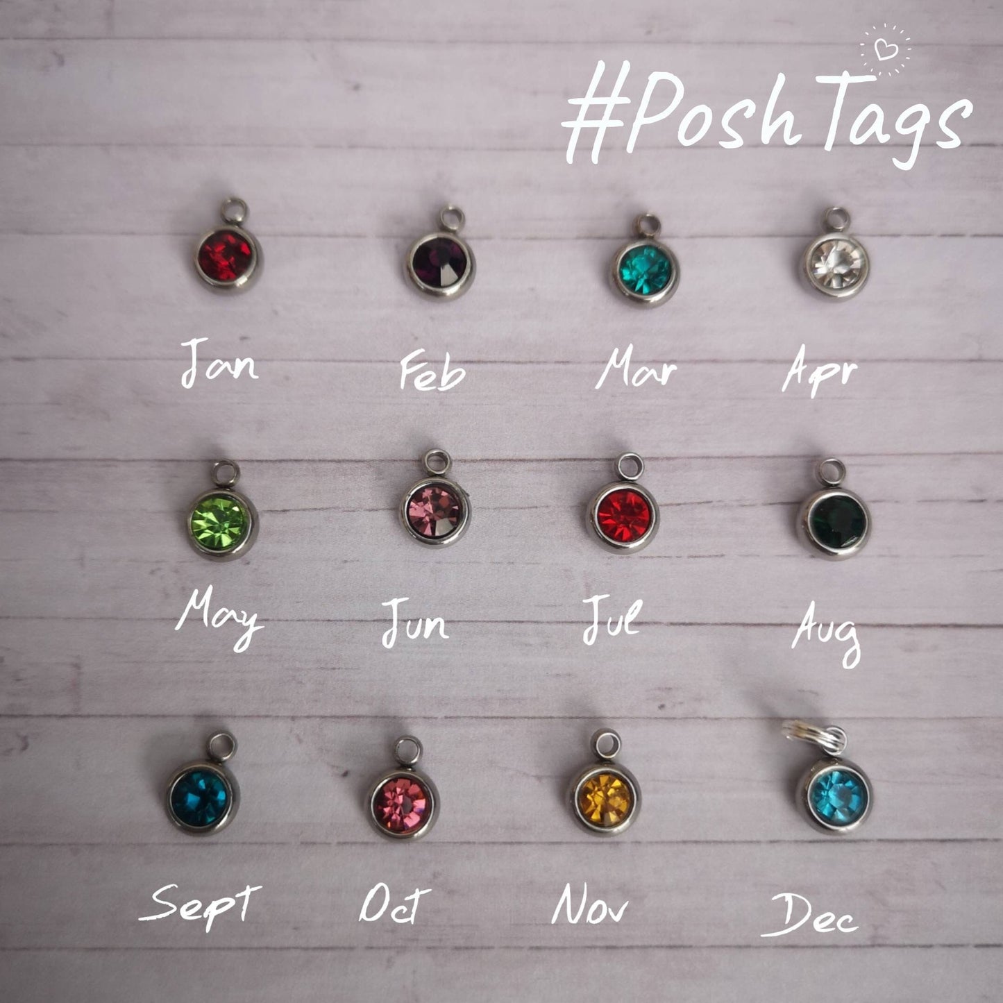 Bee moon stars personalised initial birthstone necklace hand stamped sterling silver chain with stainless steel disc #PoshTags