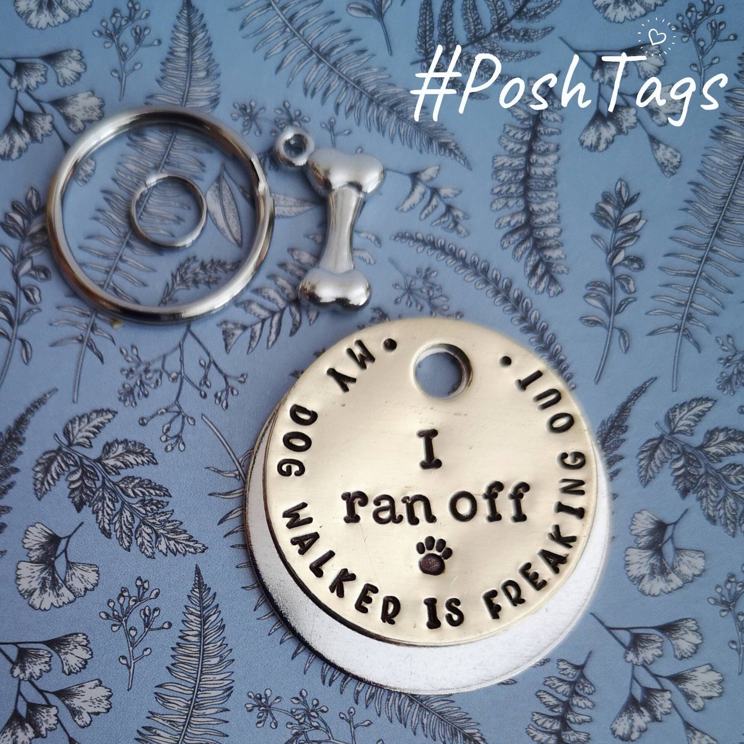 I ran off... My dog walker is freaking out dog tag pet tag hand stamped #PoshTags Collar Christmas Gift Idea