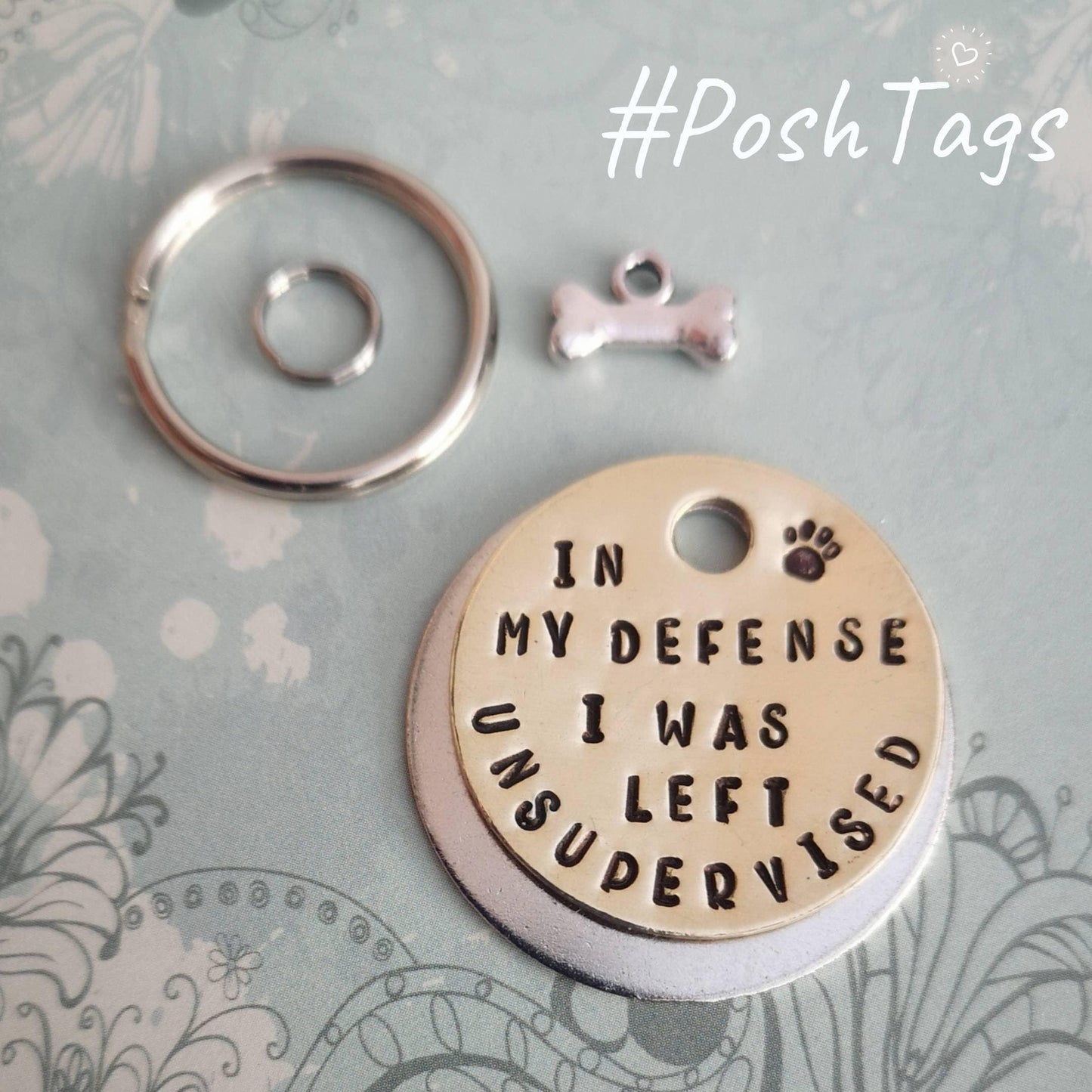 In my defense I was left unsupervised - cat dog tag pet tag ID #PoshTags Collar Christmas Gift Idea