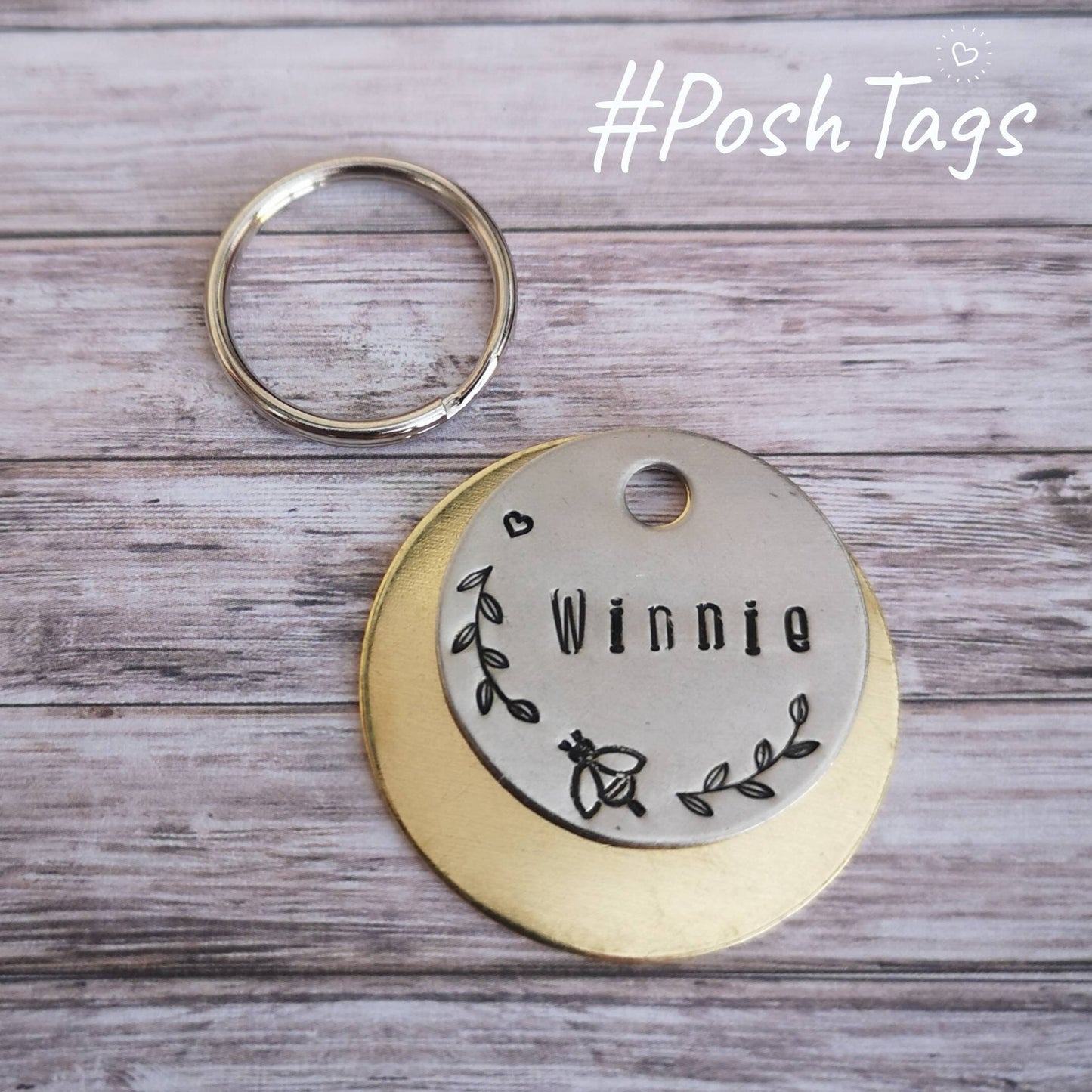 Bumble Bee and leaves - pet cat dog ID tag #PoshTags Collar Christmas Gift Idea