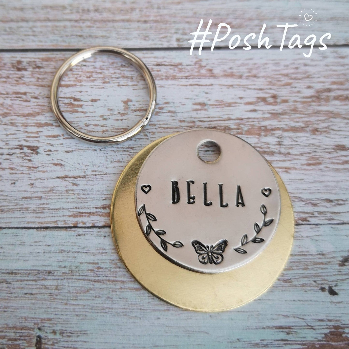 Butterfly and leaves - pet cat dog ID tag #PoshTags Collar Christmas Gift Idea