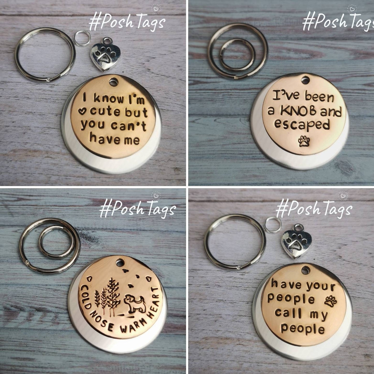 Any design stainless steel Rose Gold & Silver - dog cat ID tag #PoshTags Collar Christmas Gift Idea