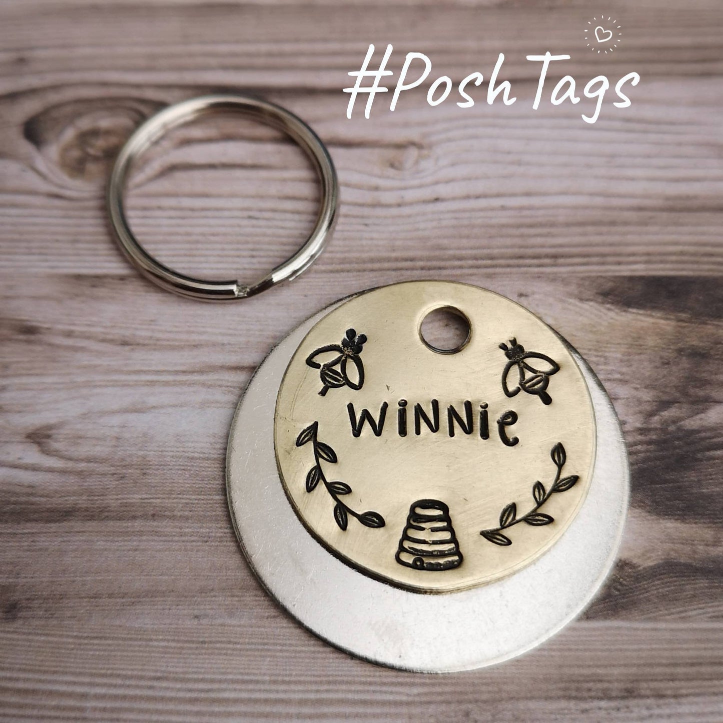 Bee and hive - The Winnie Tag - pet cat dog ID tag #PoshTags Collar Christmas Gift Idea