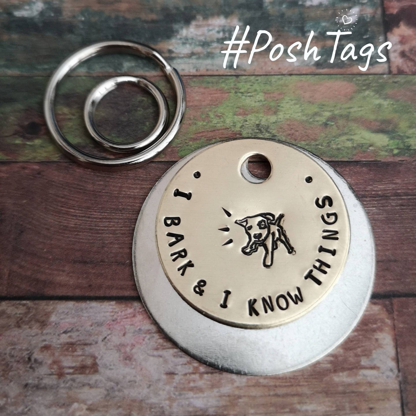 I bark and I know things hand stamped dog puppy pet ID tag #PoshTags Collar Christmas Gift Idea