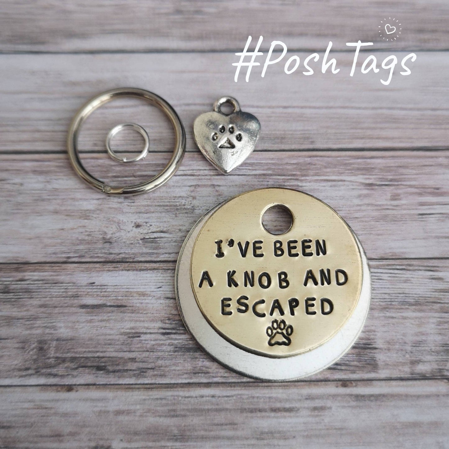 SMALL TAGS I've been a knob and escaped - cat dog tag pet tag ID #PoshTags Collar Christmas Gift Idea