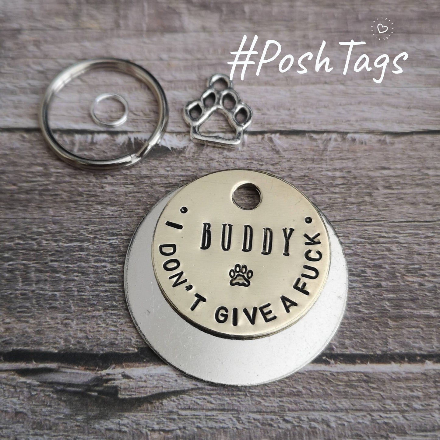 I don't give a fuck - rude tags funny cat pet dog ID tag 3 sizes #PoshTags Collar Christmas Gift Idea