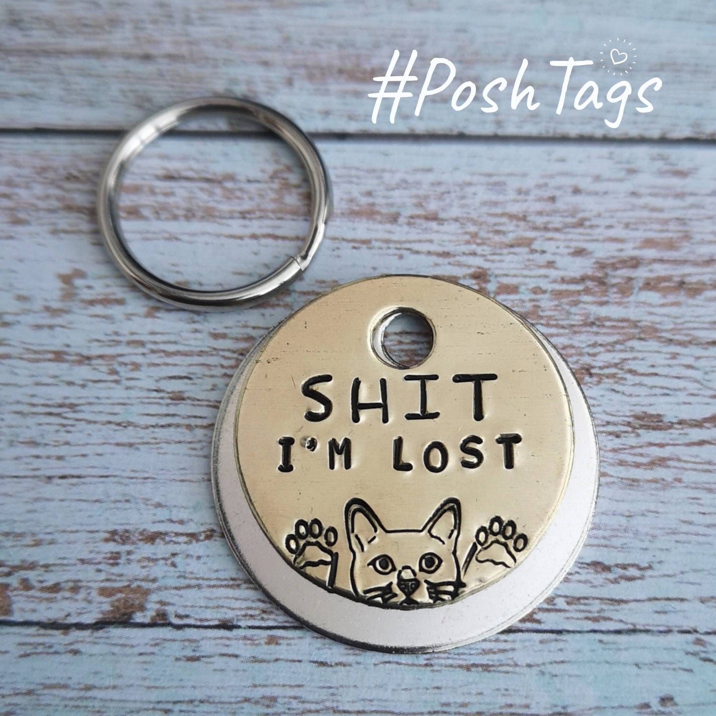 Oh SHIT I'm lost - funny cat kitten pet ID tag #PoshTags Collar Christmas Gift Idea