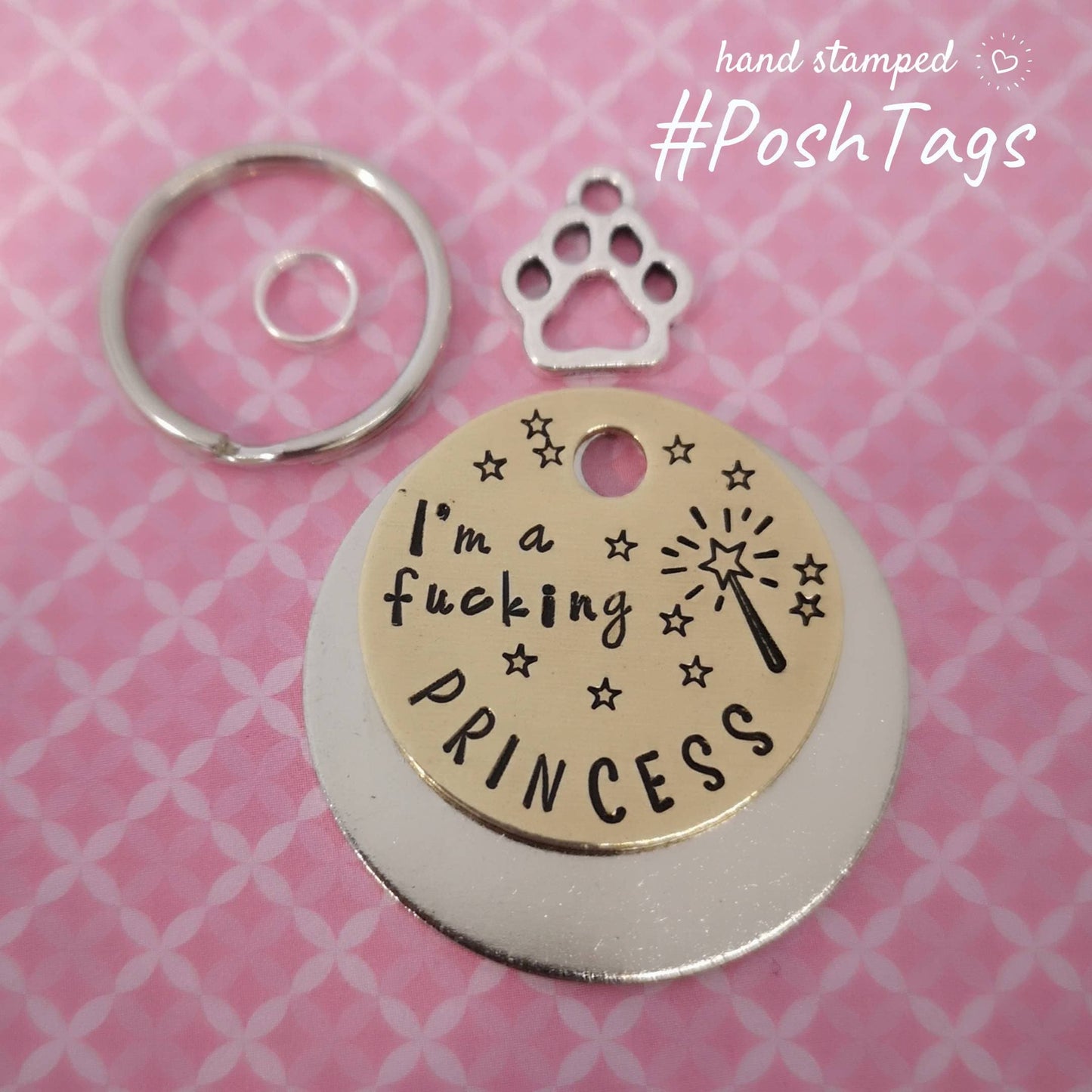 I'm a fucking Princess - wand, fairy, magic - salty sassy funny naughty rude sweary - pet cat dog ID collar tag
