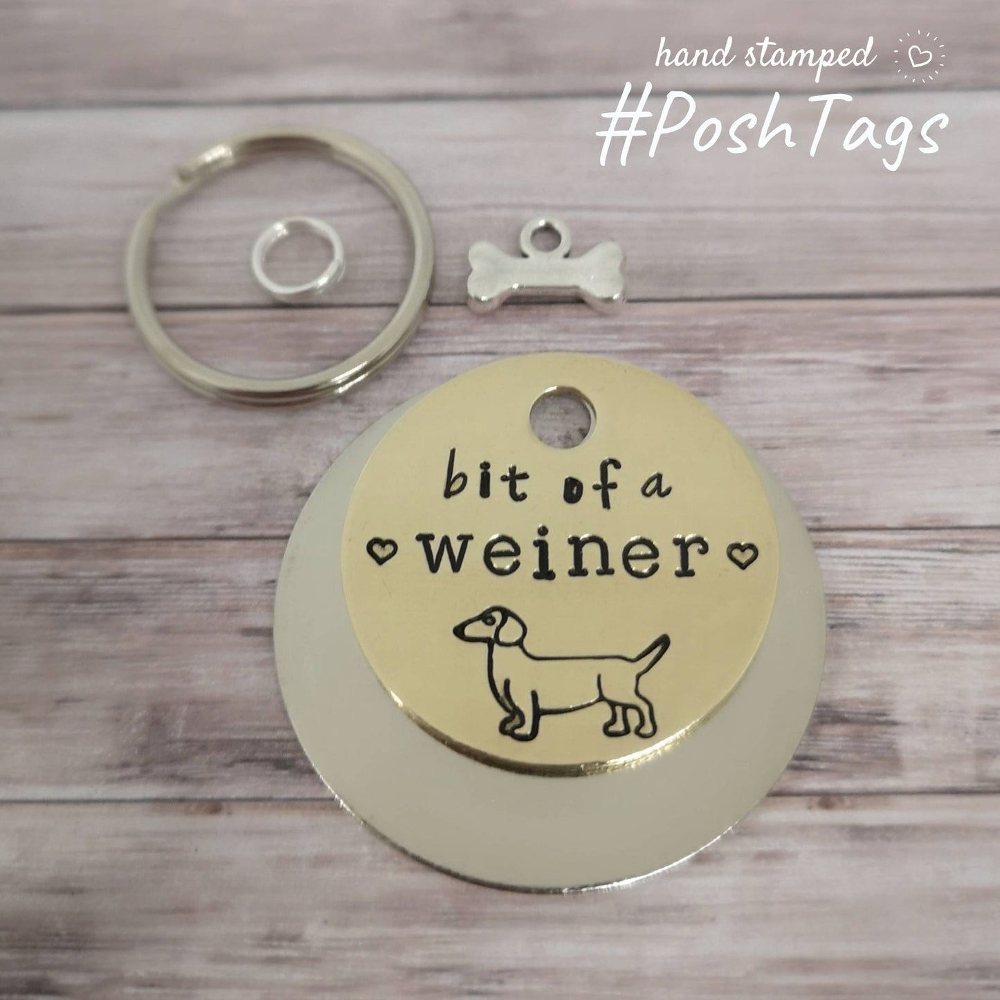 A bit of a weiner - funny dachshund sausage dog - 3 sizes - pet cat dog ID collar tag