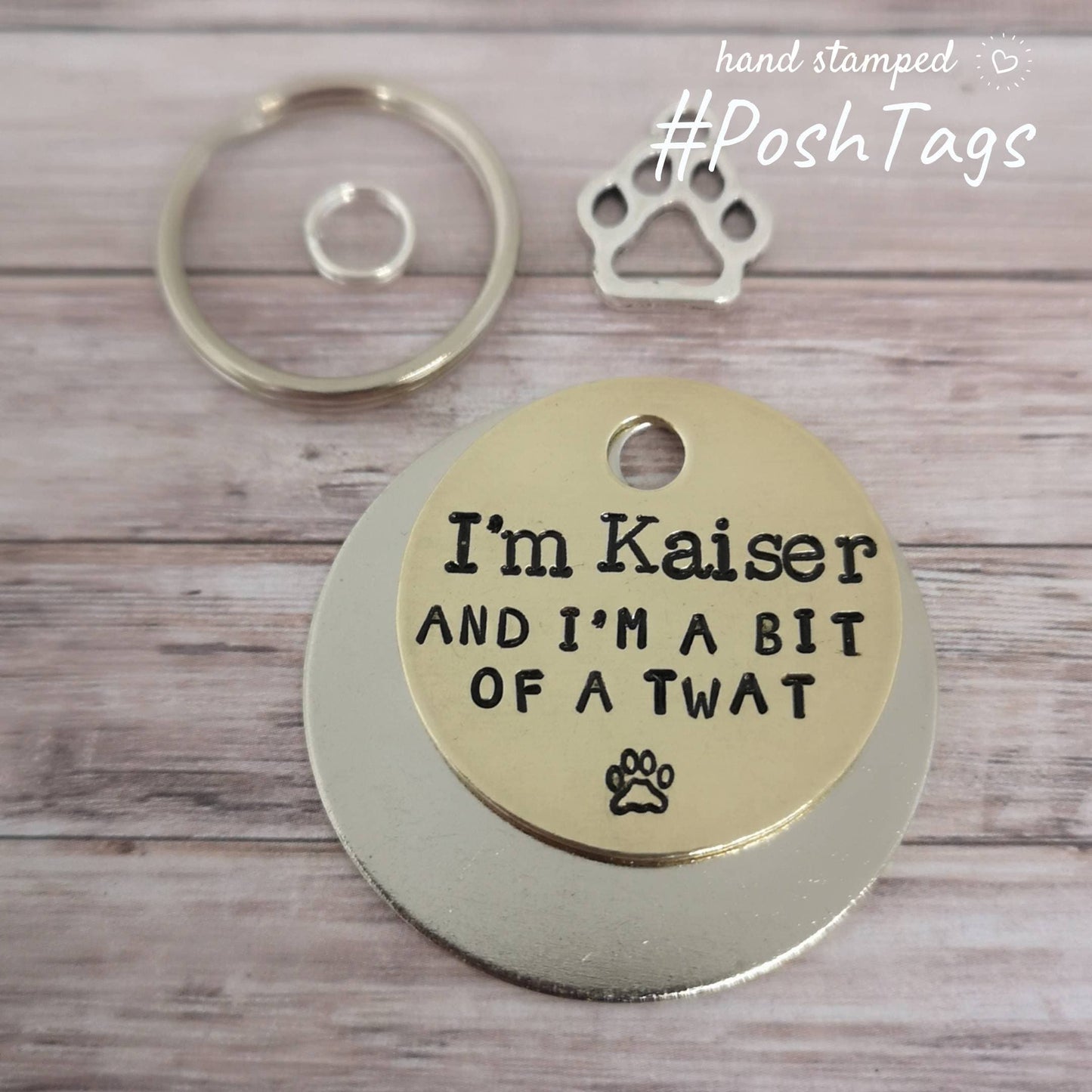 I'm (your pet name) I'm a bit of a twat - funny rude naughty - 3 sizes - pet cat dog ID collar tag