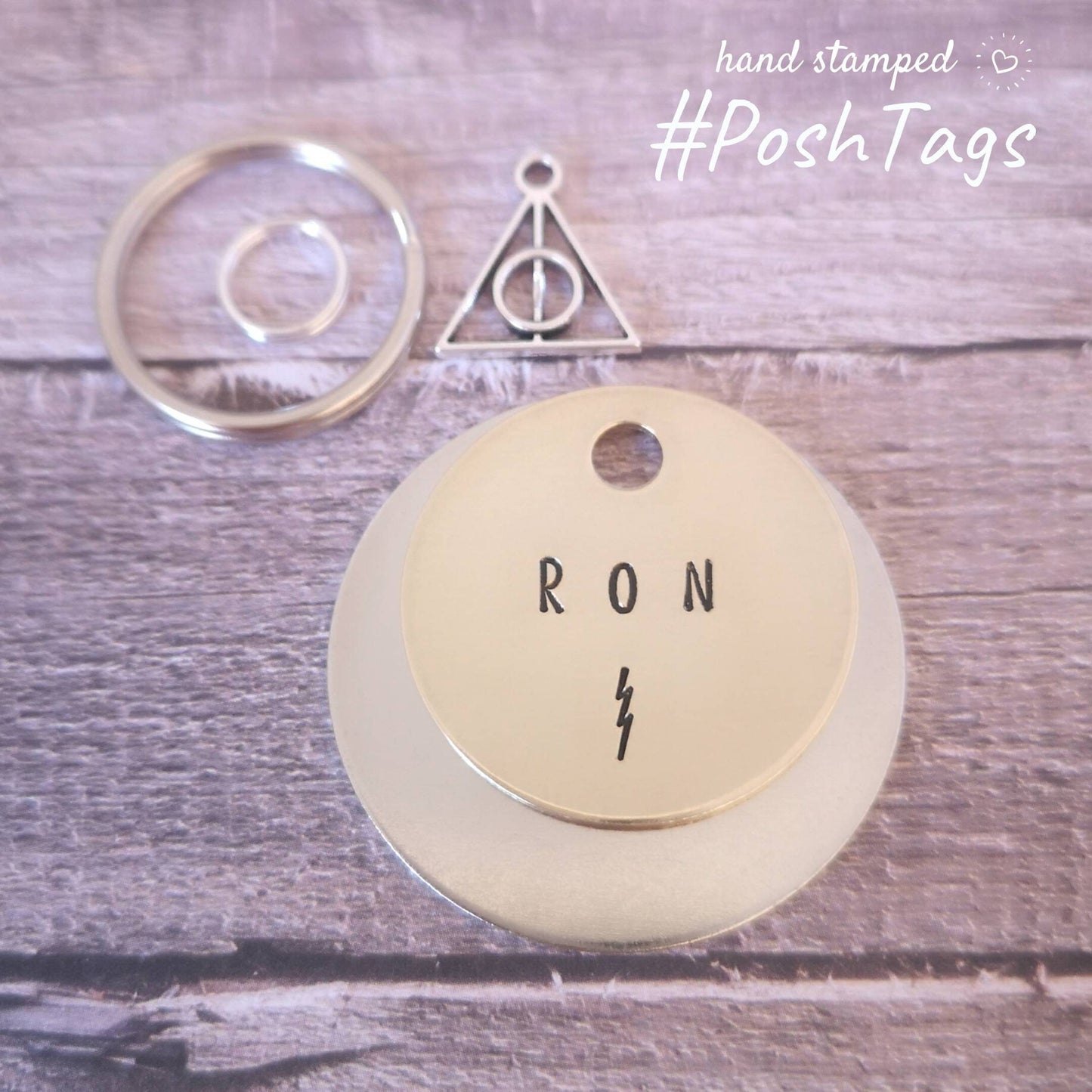 Simple magic, lightning strike - pet cat dog ID collar tag - 3 sizes, 4 colours