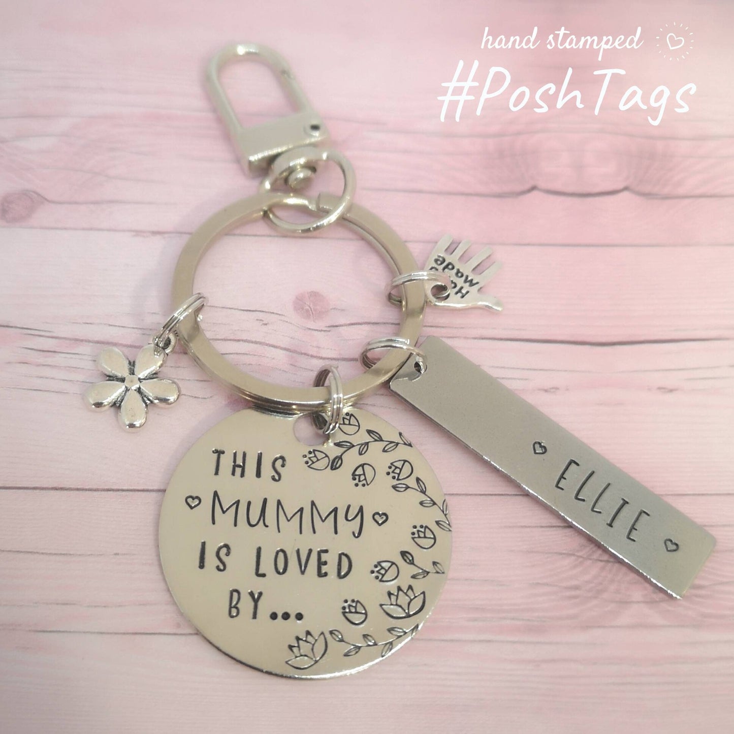 This mummy grandma nana nanny granny aunty auntie bestie is loved by... Birthday mother's Day Christmas gift custom keyring - #PoshTags