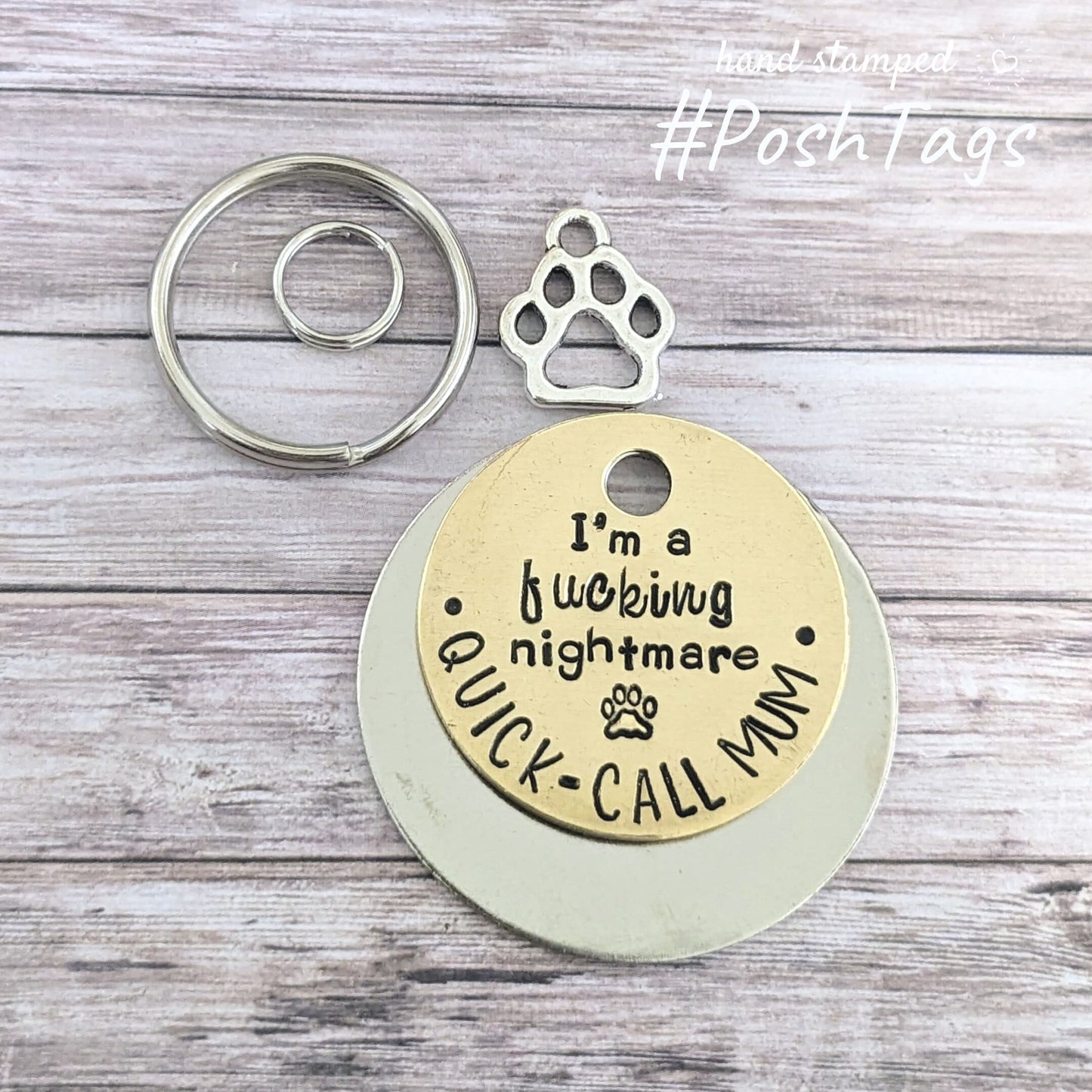 I'm a fucking nightmare Quick call mum/mom/dad etc - cat dog pet tag ID #PoshTags Collar Christmas Gift Idea
