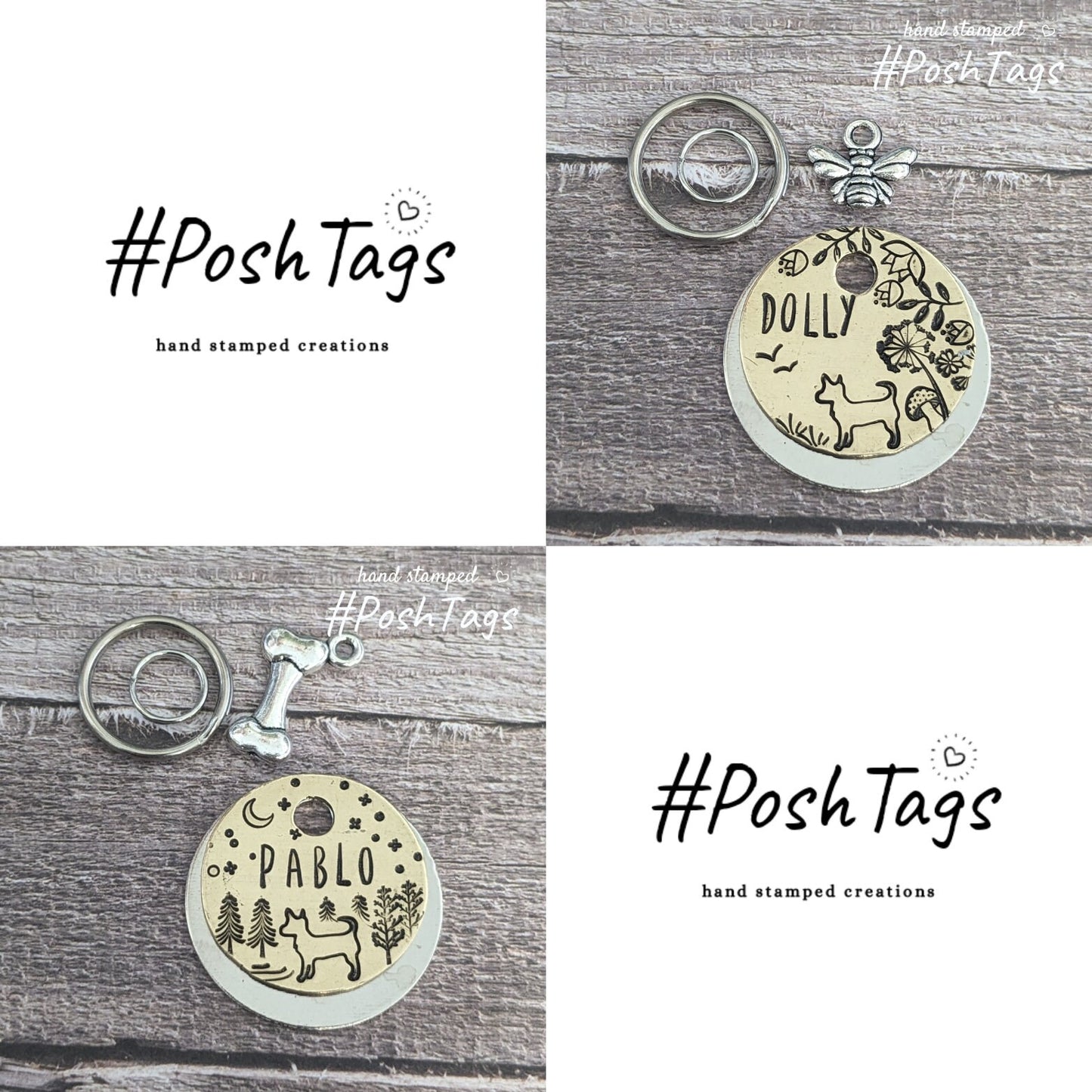 Small dog - walk in the woods or walk in the flowers - chihuahua Jack Russell patterdale terrier - pet dog ID collar tag #PoshTags