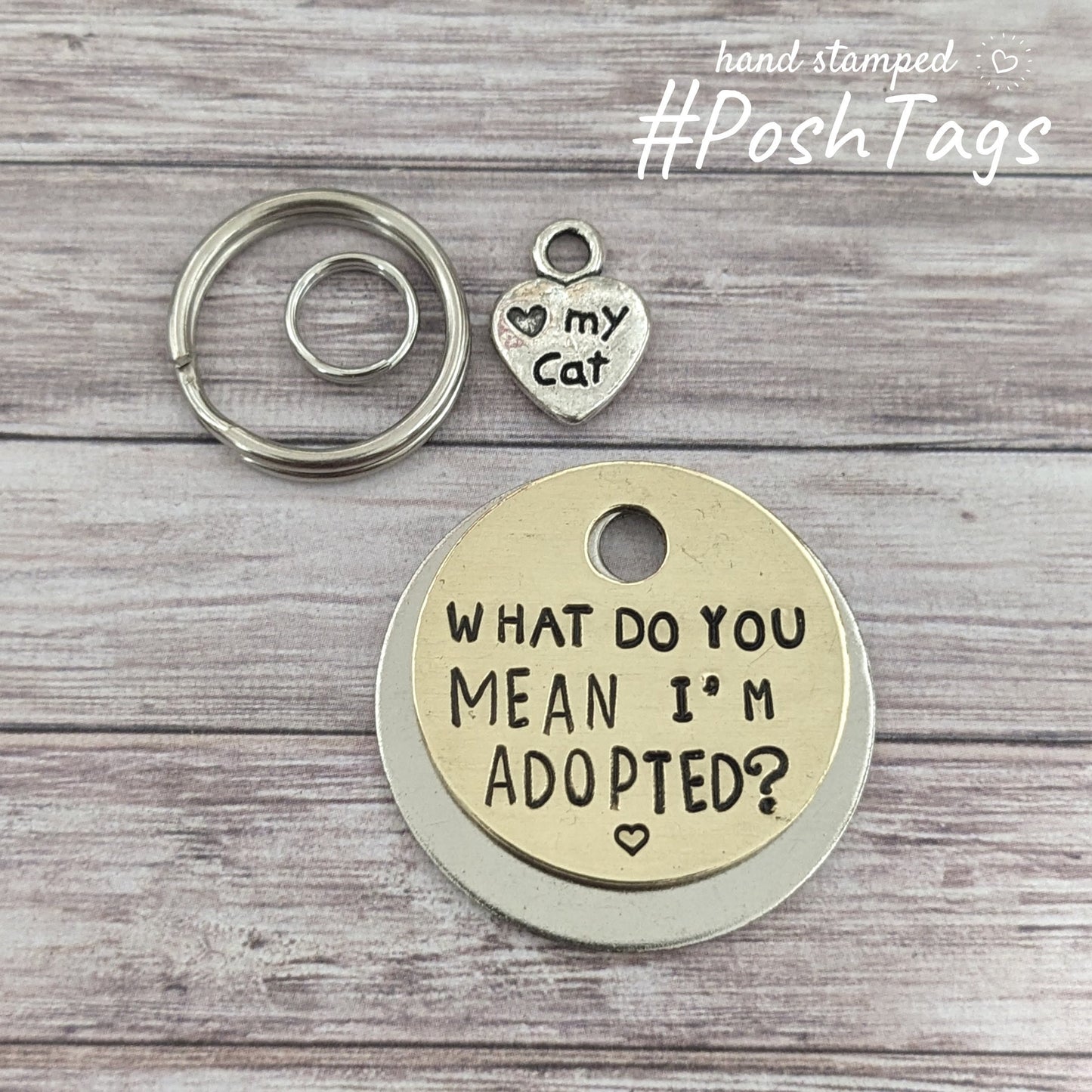 What do you MEAN I'm Adopted?!?! Funny rescue cat small dog pet ID tag #PoshTags Collar Christmas Gift Idea
