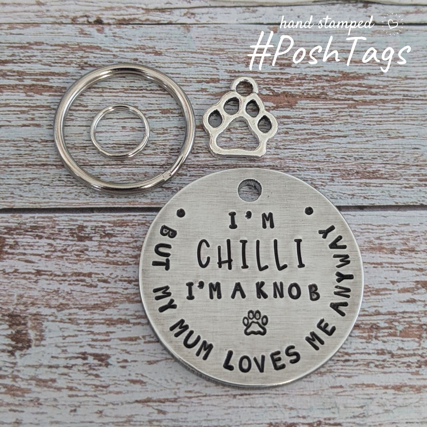 I'm a knob but my mum/dad/human loves me anyway - Double sided aluminium disc - pet cat dog ID tag #PoshTags Collar Christmas Gift Idea