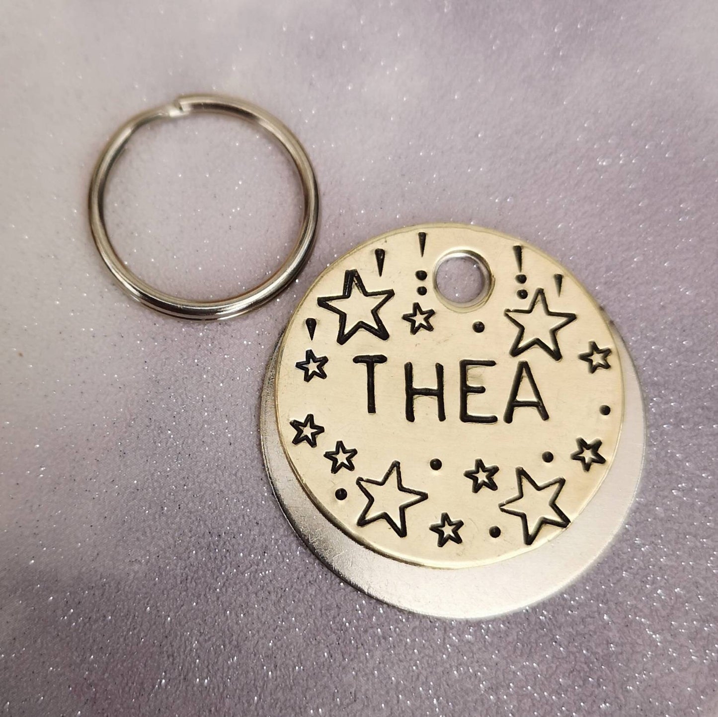 Falling stars dog tag - hand stamped made to order pet dog ID tag Collar Christmas Gift Idea