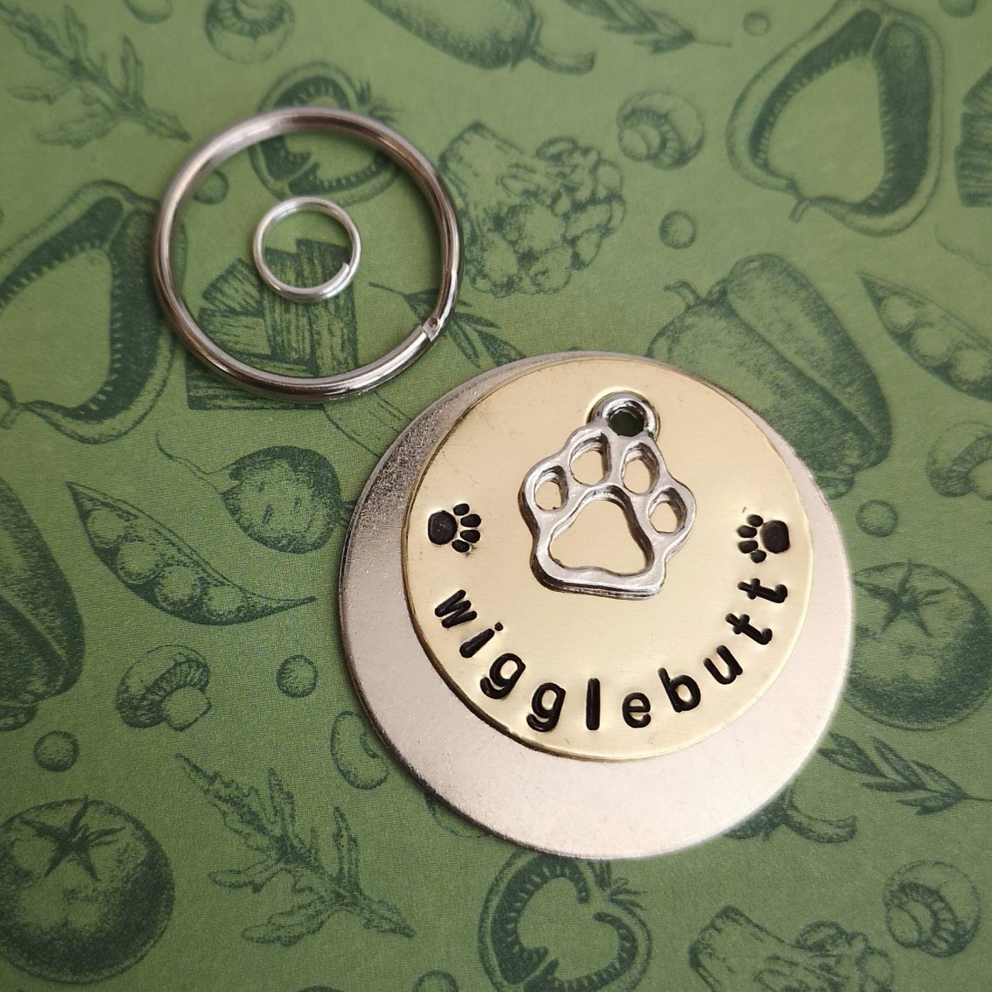 Wigglebutt - dog tag pet tag hand stamped Collar Christmas Gift Idea