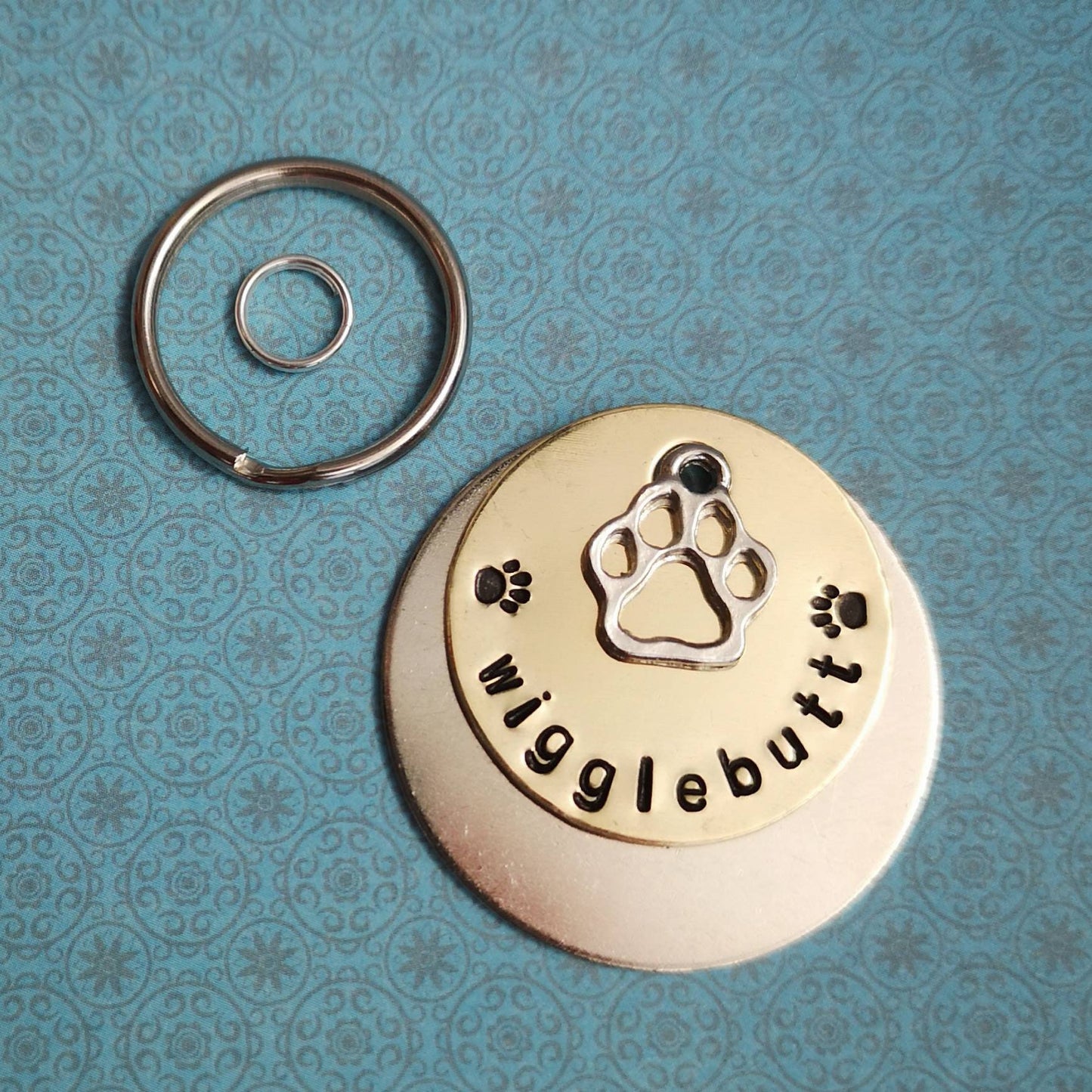 Wigglebutt - dog tag pet tag hand stamped Collar Christmas Gift Idea