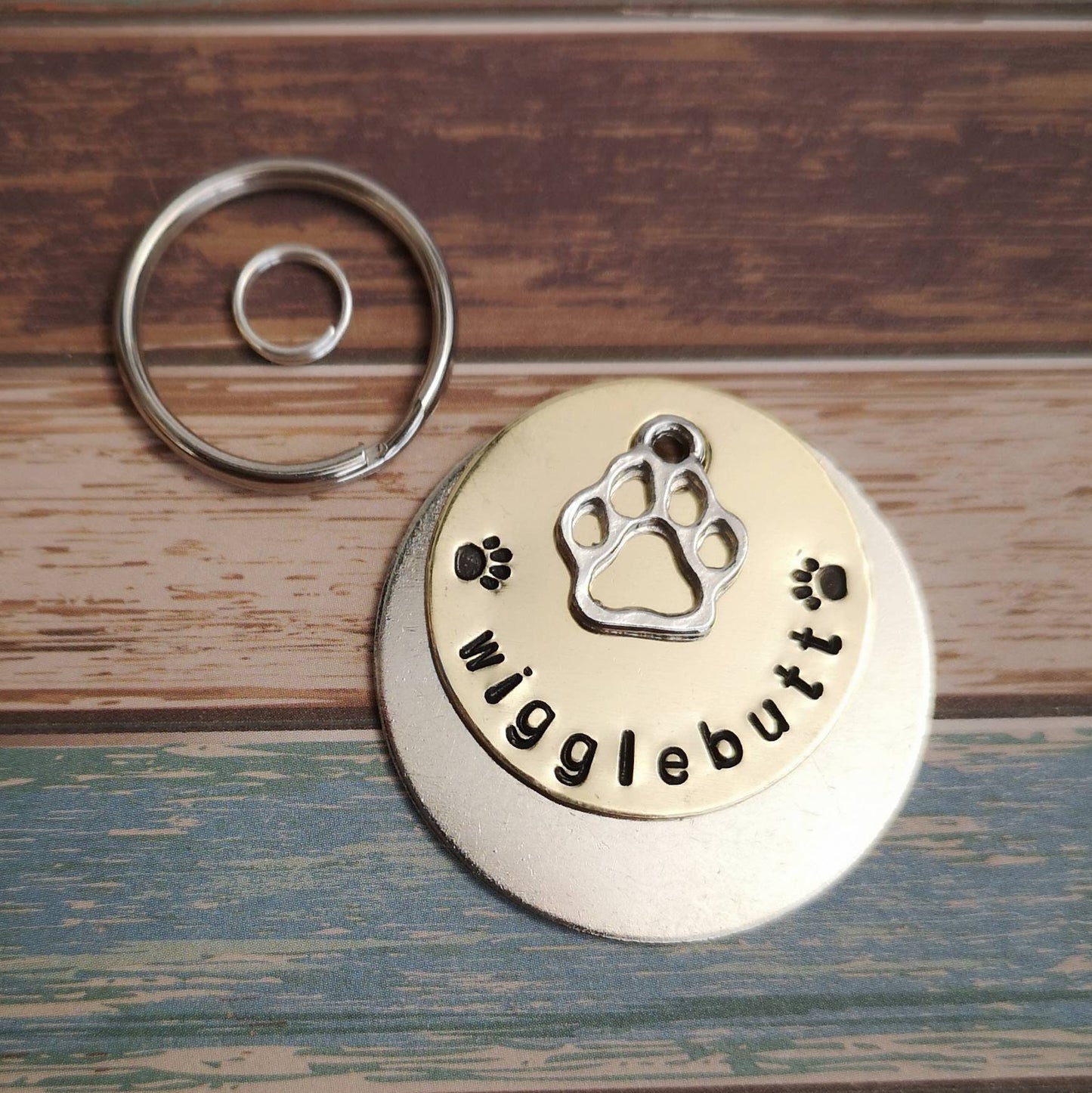 Wigglebutt - dog tag pet tag hand stamped Collar Christmas Gift Idea