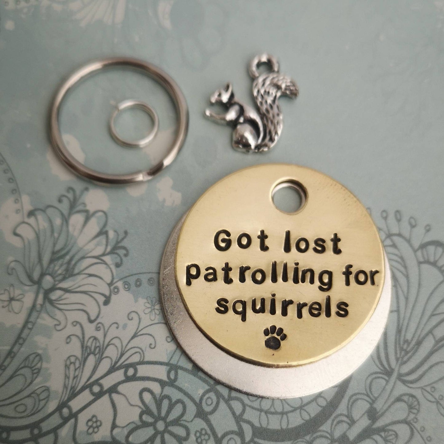 Got lost patrolling for squirrels - funny cat dog tag pet tag ID Collar Christmas Gift Idea