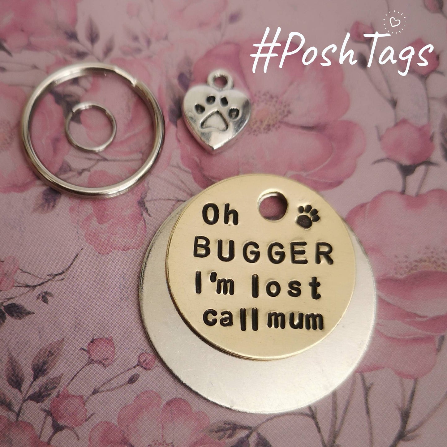 Oh bugger I'm lost! Pet cat dog ID tag #PoshTags Collar Christmas Gift Idea