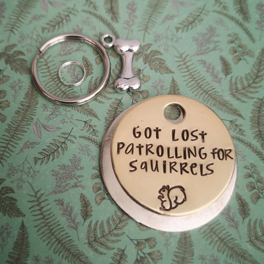 Got lost patrolling for squirrels - funny cat dog tag pet tag ID PoshTags Collar Christmas Gift Idea
