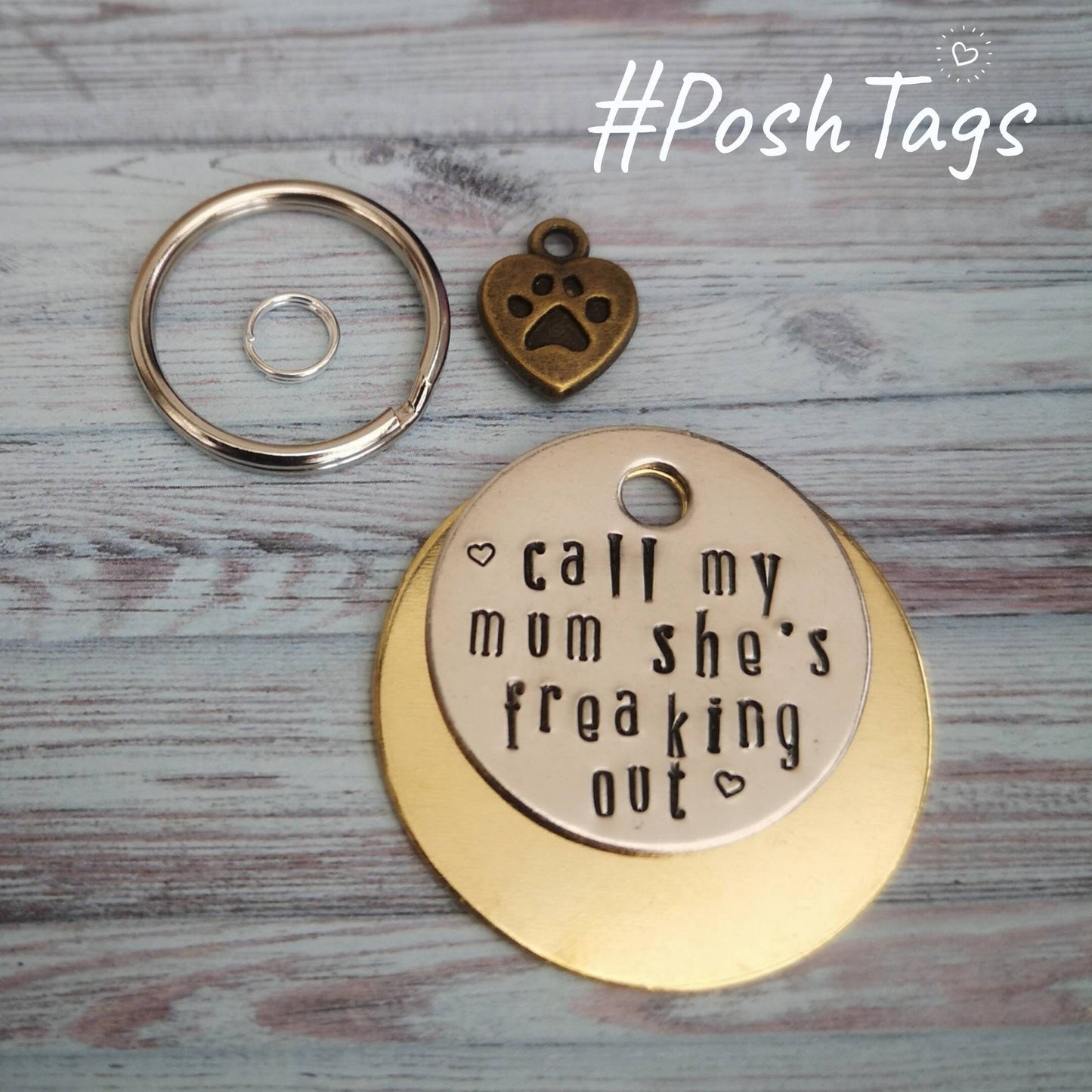 Call my mum she's freaking out dog tag pet tag hand stamped #PoshTags Collar Christmas Gift Idea