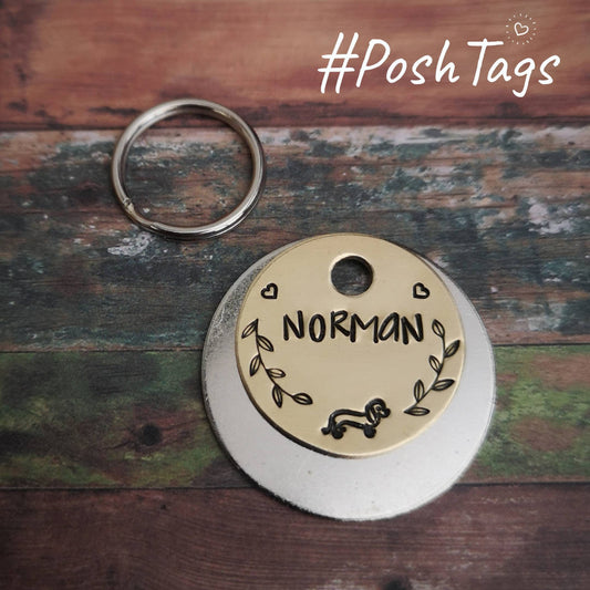 Dachshund - smaller tags - 2 sizes - ANY WORDING - pet dog ID tag #PoshTags Collar Christmas Gift Idea