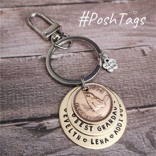 Penny farthing choose your date ANY WORDING Father's Day dad pop grandad grandpa daddy gift anniversary birthday keyring -  #PoshTags