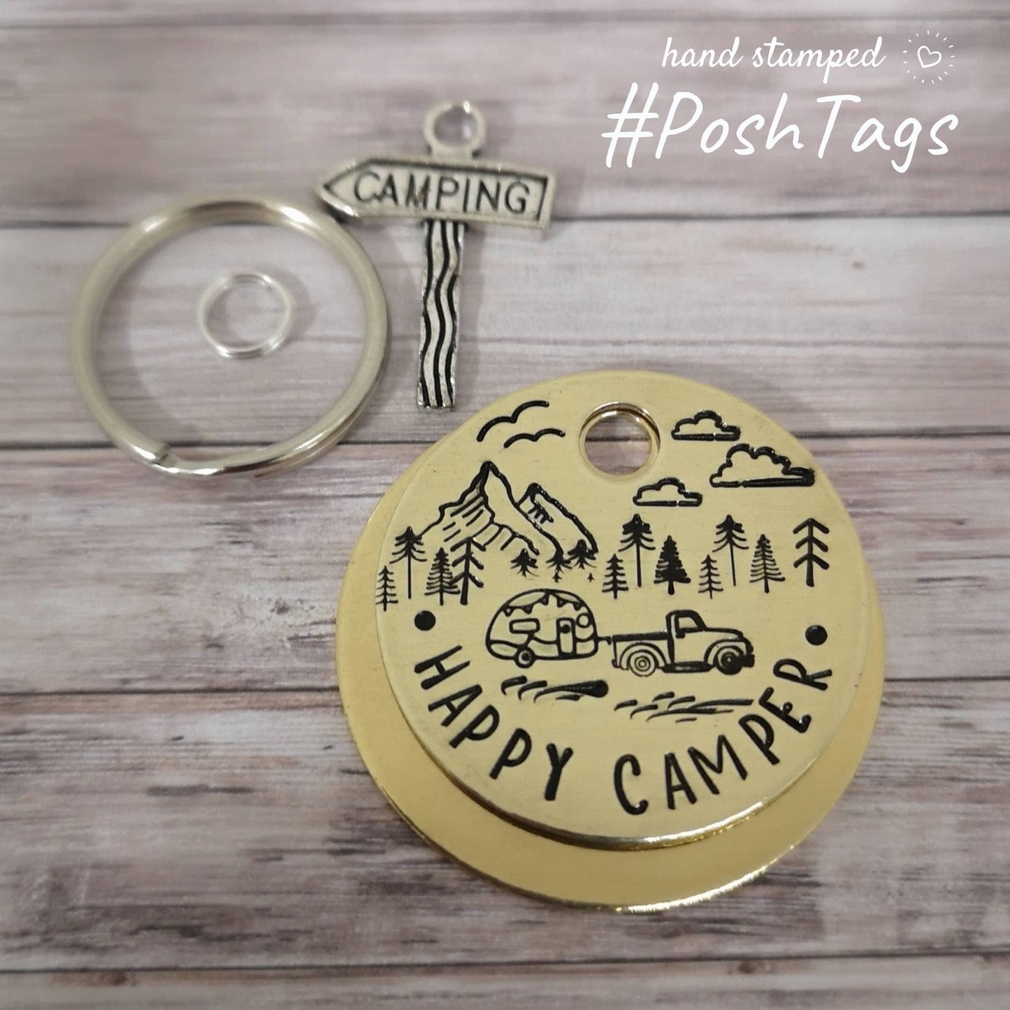 Happy Camper - Caravan Can Truck Camping - cute funny - pet cat dog ID collar tag